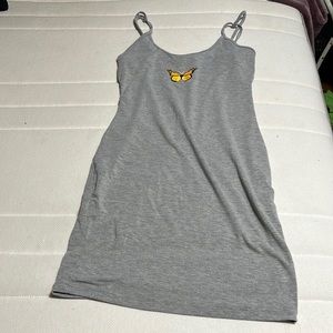 SHEIN orange butterfly body con dress